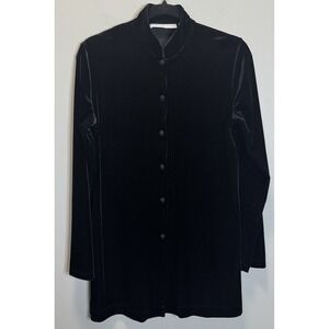 Josephine Chaus Jacket/Top Womens Mandarin Collar Stretch Velvet Sz S Side Split